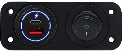 Produktbild von ProRide 12-24V USB/USB-C KFZ-Einbauladegerät 2 Anschlüsse Blau