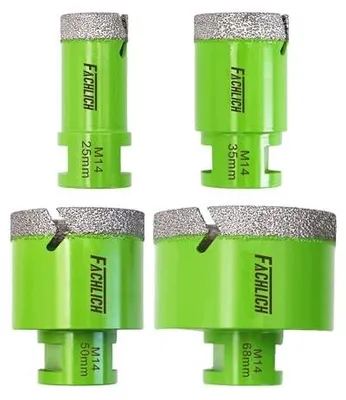 Zdjęcie produktu dla Wiertła diamentowe rdzeniowe zestaw 4 szt 25 68 mm M14 do płytek granitu