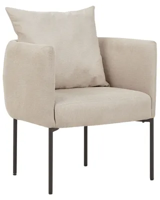 Produktbild von BELIANI Sessel Hellbeige Leinenoptik mit Schwarzen Metallbeinen Kissen Elegant Retro Stil für Wohnzimmer