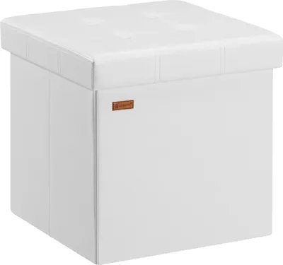 Produktbild von CASARIA® Hocker mit Stauraum Weiß Faltbar Deckel Kunstleder Gepolstert 38x38cm Klein Schlafzimmer Wohnzimmer Flur Sitzhocker Fußhocker Polsterhocker