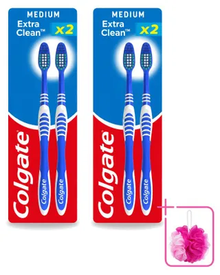 Imagen del producto de 2 cepillos de dientes Colgate Extra Clean - Tamaño medio - Paquete económico - 2 unidades