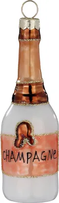 Produktbild von Christbaumschmuck Champagnerflasche Figur 10,5cm Glas Weiß / Rosé