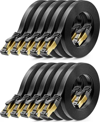 Produktbild von deleyCON 2m CAT 8 Flach Netzwerkkabel RJ45 40 Gbit/s, 10 Stück - Schwarz