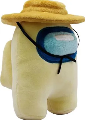 Image de Peluche Among Us Light Yellow - Peluche douce de 18 cm avec chapeau, parfaite pour les fans du célèbre jeu en ligne, produit officiel