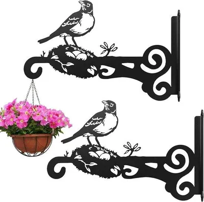 Produktbild von Set aus 2 Metallenen Haken für Pflanzen und Blumen, Ideal für Wanddekoration, Gartenaccessoires und Vogelhäuschen