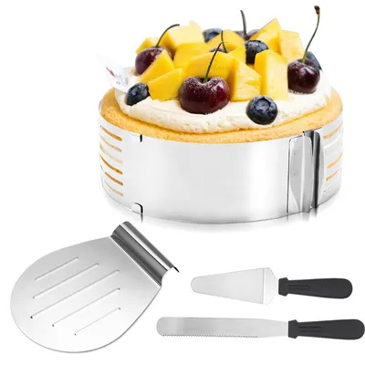 Immagine prodotto di Clanmacy set torta server torta taglierina ausilio di taglio per base torta - anello torta acciaio inox 4 pezzi