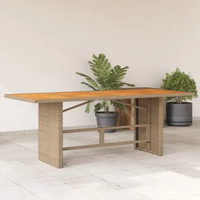 Produktbild von Möbel Gartentisch mit Akazienholz-Platte 190x80x74 cm Poly Rattan - Gartentische 365311