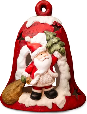 Produktbild von Solis Decor Figur Weihnachtsmann mit Weihnachtsbaum neben der Glocke