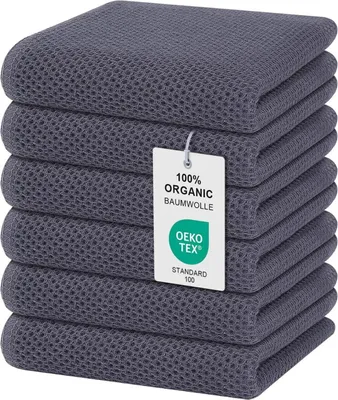 Produktbild von 6er Set Baumwollgeschirrtücher Dunkelgrau 32x72 cm, Weich & Saugfähig