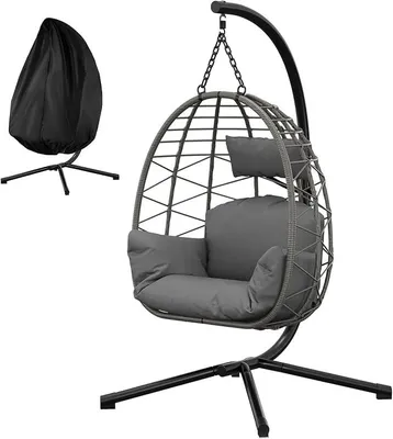 Imagen del producto de Silla colgante de 130 kg con estructura para exteriores, ideal para balcones, con posibilidad de ajuste