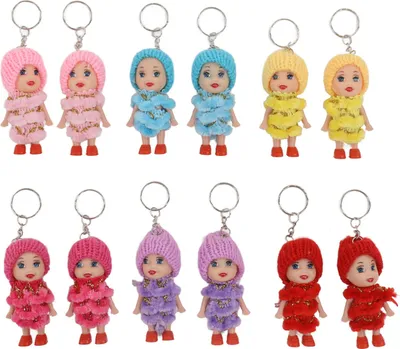 Immagine prodotto di 12 pezzi mini portachiavi bambola, belle bambole, portachiavi portatile borsa come un regalo di compleanno