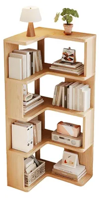 Image de Étagère d'angle en bois, 4 niveaux, 60 cm