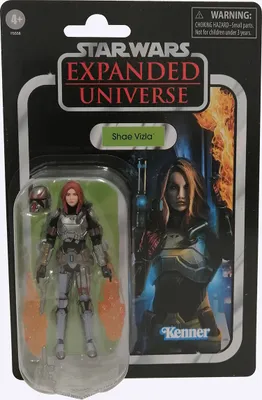 Produktbild von Hasbro F5558 Disney Star Wars Expanded Universe Shae Vizla, Actionfigur in Uniform, Helm, 2 Waffen, 2 Flammen, Star Wars the Vintage Collection