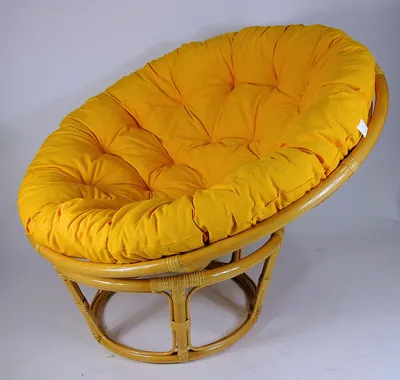 Produktbild von Rattan Papasansessel , Papasan Durchmesser 110 cm, Fb. Honig, Polster Uni Living 247 Sonnengelb