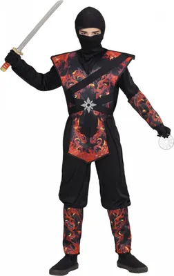 Produktbild von Drachenninja in Flammen Kinderkostüm für Fasching & Halloween Größe: XS -116 / 4-5 Jahre