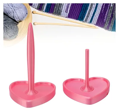 Produktbild von Herzförmiger Garnhalter-Spinner in Rosa für effizientes Stricken und Häkeln