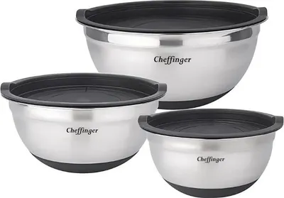 Immagine prodotto di Cheffinger CF-MXB3S: set di ciotole in acciaio inox da 6 pezzi con coperchio