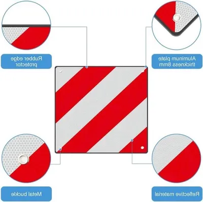 Warnschild 50 x 50 cm, 2-in-1 Aluminium, Geeignet für Fahrradträger, Anhänger und Wohnmobile