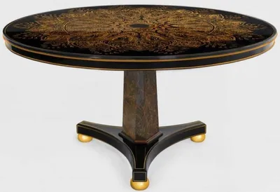 Produktbild von Casa Padrino Luxus Esstisch Schwarz / Bronzefarben / Gold Ø 150 x H. 78 cm - Runder Massivholz Küchentisch - Esszimmertisch - Luxus Esszimmer Möbel