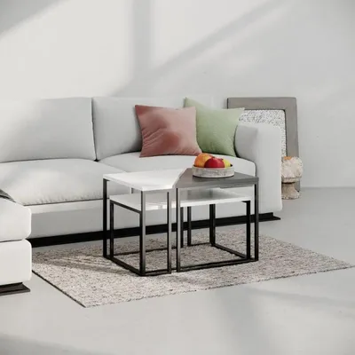 Immagine prodotto di Set 3 tavolini da salotto OhLady colore bianco e antracite