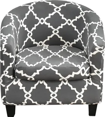 Obrázek produktu pro 2 kusy krytů na židle Club Chair Covers, Stretch Printed Chair Cover s odděleným krytem sedáku na židli, kryt na pohovku ve vaně (šedá mřížka)
