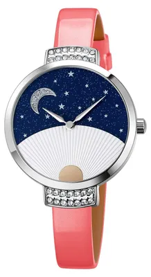 Image de Montre-bracelet pour femme avec boîtier en acier et bracelet en cuir