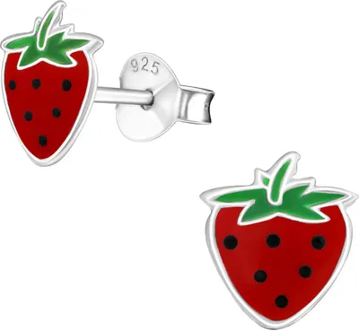 Produktbild von Ohrstecker 925 Sterling Silber mit Erdbeere