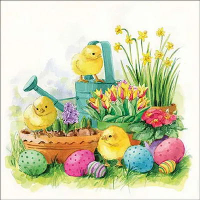 Produktbild von 20 Servietten Curious Chicks - Küken an Pflanzen und Osereier 33x33cm