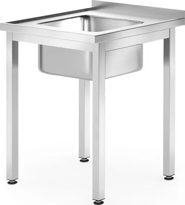 Immagine prodotto di Mobile lavello – avvitato, profondità 600 mm, HENDI, Profi Line, lavabo al centro, 600x600x(H)850mm