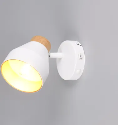 Produktbild von Skandinavischer LED Wandstrahler Wandleuchte innen mit Schalter Weiß Gold H:19cm