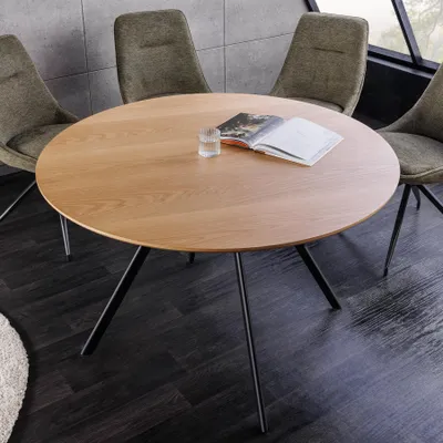 Produktbild von riess-ambiente Design Esstisch ATELIER rund 100cm Eiche Metall schwarz Metall Esszimmertisch Tisch Küchentisch
