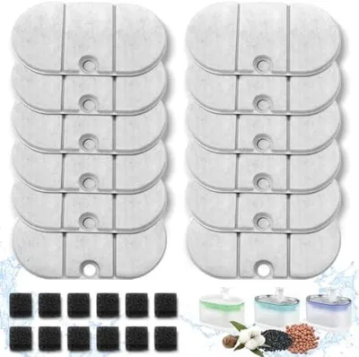 Produktbild von Kigniote 12 Filter für Petlibro Capsule PLWF002 2.1 L Katzenbrunnen | inkl. 12 Ersatzfilter mit Harz und Aktivkohle und 12 Schwämme