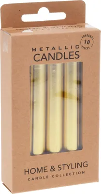 Produktbild von 10er Set Mini goldene Tischkerzen 10cm