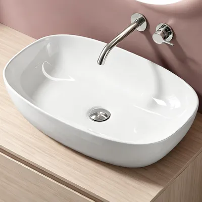 Produktbild von doporro Aufsatzwaschbecken Keramik Waschbecken Waschschlae 600x395x140 mm Gäste-WC weiß glänzend Handwaschbecken Waschtisch Brüssel104