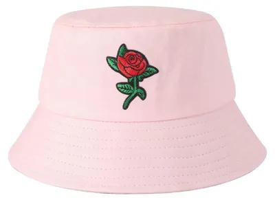 Immagine prodotto di Cappello estivo ricamato, modello "Fischerhut", cappello da pesca, adatto per attività all'aperto, taglia unica, colore rosa tenue