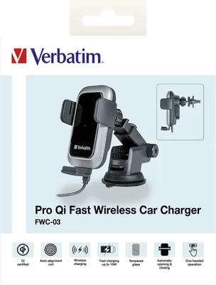 Produktbild von Verbatim Fast Qi Fast Wireless Car Charger USB-C 15W FWC-03 Pro
