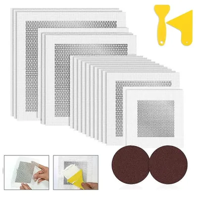 Produktbild von Selbstklebende Wandflicken - Wand Reparatur Set 18-teilig - - Wandreparaturset - für Löcher/Risse - mit Spachtel und Schleifpapier - für Trockenbau