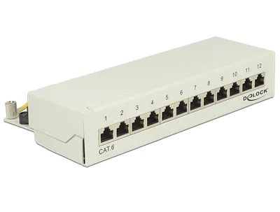 Produktbild von Delock Desktop Patchpanel 12 Port Cat.6 grau (87292)
