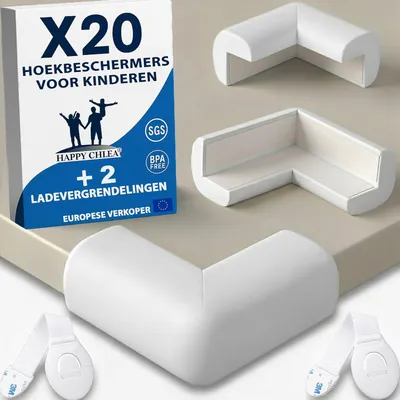 Image de Protections d'angle en caoutchouc pour bébé - Protections d'angle avec technologie de mousse active - 20 protections d'angle souples pour enfants + 2 dispositifs de sécurité pour enfants