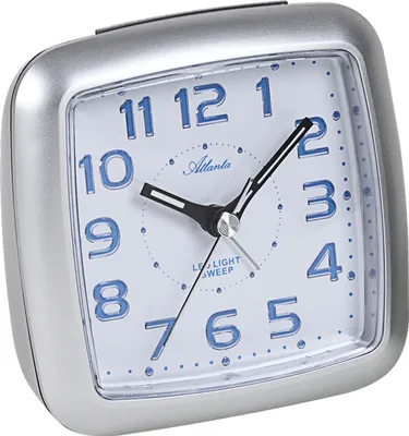 Produktbild von Atlanta 1974/19 Wecker Quarz analog silbern leise ohne Ticken mit Licht