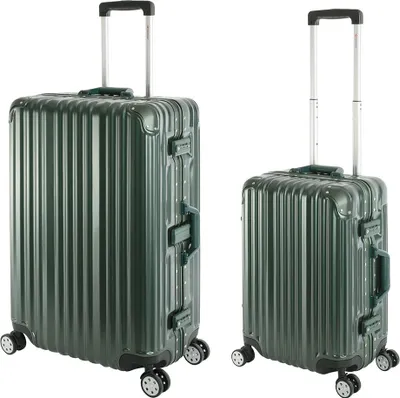 Image de set de 2 valises de voyage, bagages à main, valise L, coque dure en polycarbonate Alu Trolley Travelhouse London Set de 2 valises S, L, Vert