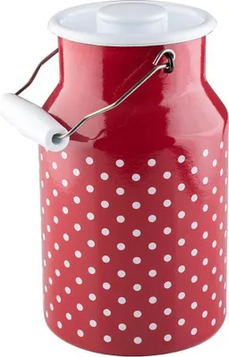 Produktbild von Riess Milchkanne mit Deckel 2 Liter Emaille Country Pünktchenrot