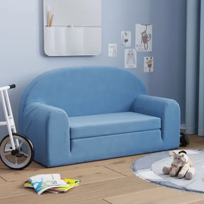 Produktbild von "im Angebot" Kinder-Schlafsofa 2-Sitzer Blau Weicher Plüsch - Kindersofas CC16403
