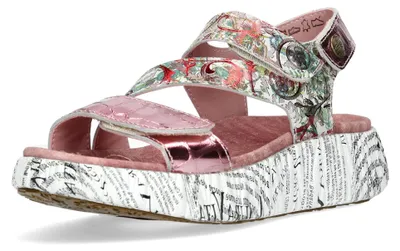 Produktbild von Laura Vita Damen Sandalette Metallic Krokodilprägung Plateau NIKITO 19, Größe:39
