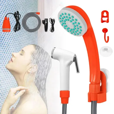 Produktbild von Akku Camping Dusche & Pumpe Outdoor Brause Tauchpumpe Hundedusche 2200mAh Garten