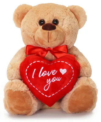 Image de Ours en peluche avec cœur I LOVE YOU brun 25 cm