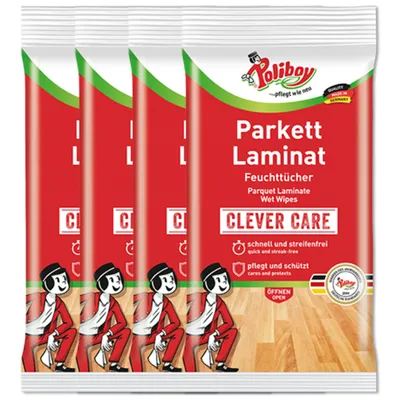 Obrázok produktu pre Poliboy vlhčené utierky na laminátové parkety bez šmúh 15 kusov 4-pack