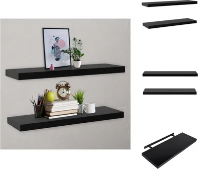 Produktbild von vidaXL Schweberegale 2 Stk. Schwarz 120x20x3,8 cm - Wandregale