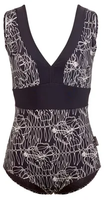 Produktbild von BECO the world of aquasports Badeanzug Flower Lines mit elegantem Bauchweg-Effekt schwarz-weiß 38