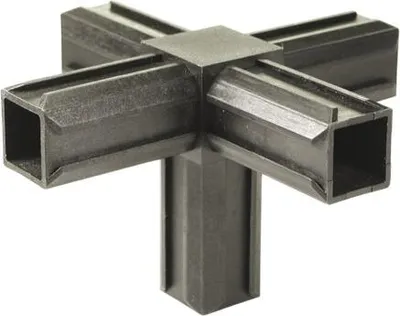 Produktbild von ALBERTS Rohrverbinder Vierkantrohr Steckverbinder Rohrverbindung Kreuzstück + 1x Rechwinkliger Abgang Polyamid für Rohr 20 x 20 x 1,5 mm